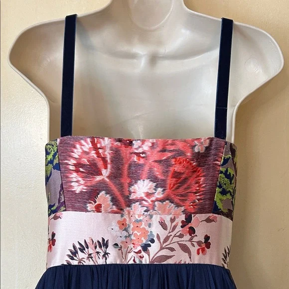 Anthropologie Moulinette Soeurs Floral and Navy Tulle Dress size 14 - Picture 9 of 16